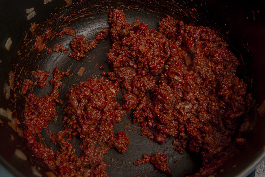 meat mixed with tomato paste