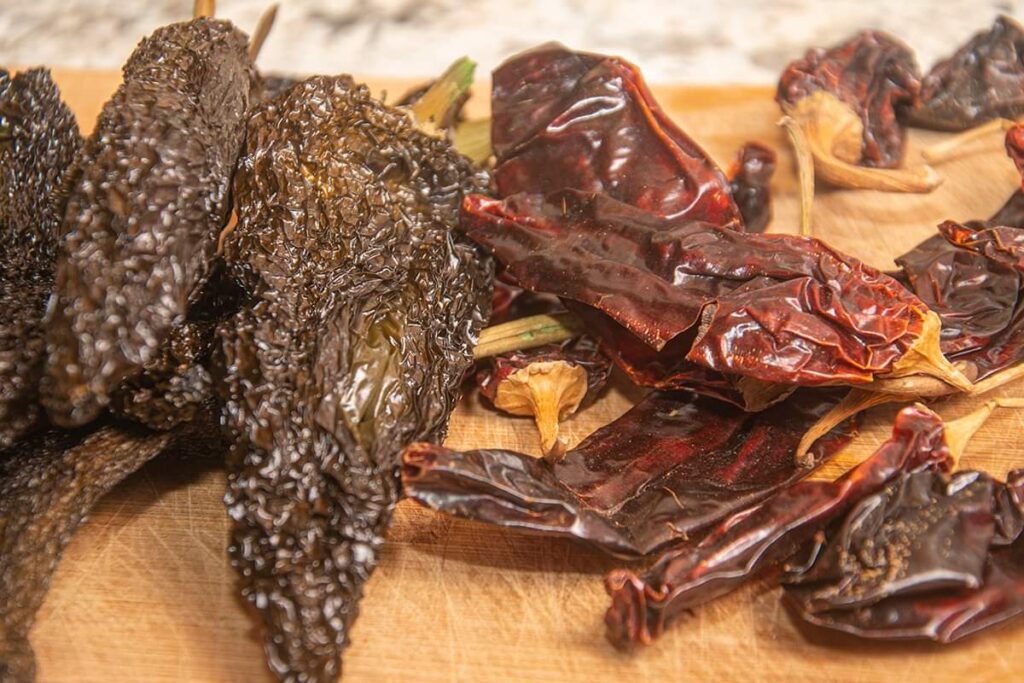 ancho peppers 
guajillo peppers 